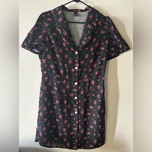 SHEIN Frenchy Floral Print button front shirt dress mini
